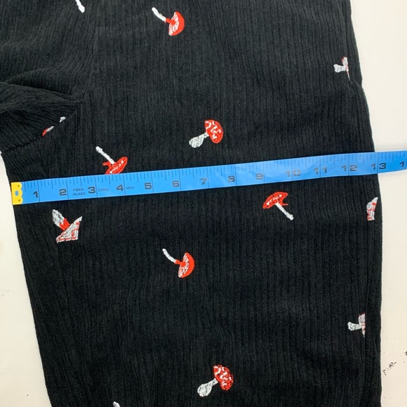 Cider Women S Bib Overalls Embroidered Mushrooms Corduroy Hippie Wide Leg Black - Picture 12 of 16